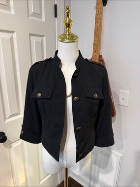 Temperley London Black Cropped Military-Inspired Blazer
